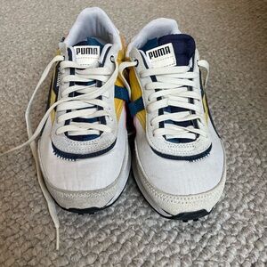 Puma White and Yellow Athletic Shoes